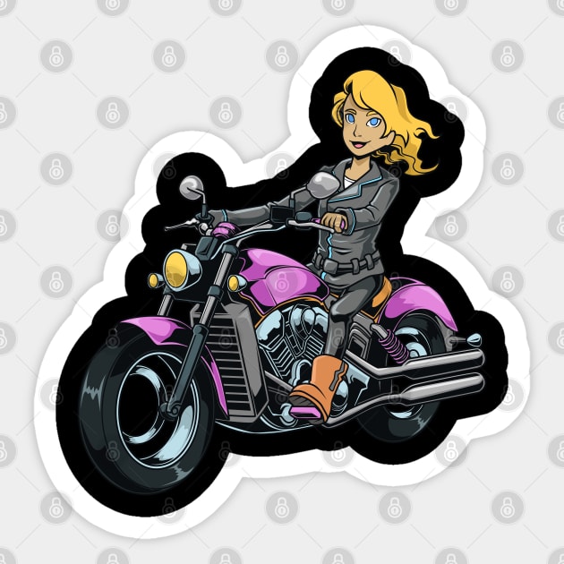 Girl on motorcycle Sticker by Modern Medieval Design